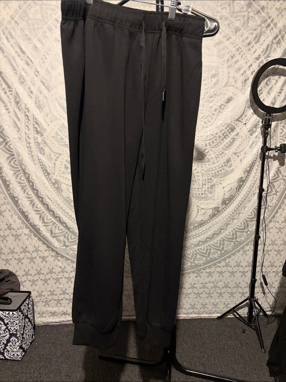 Women's Black Drawstring Track Joggers